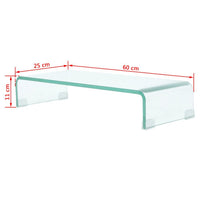 TV Stand/Monitor Riser Glass Clear 60x25x11 cm Kings Warehouse 