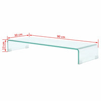 TV Stand/Monitor Riser Glass Clear 90x30x13 cm Kings Warehouse 