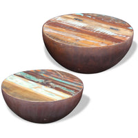 Two Piece Bowl Shaped Coffee Table Set Solid Reclaimed Wood Kings Warehouse 