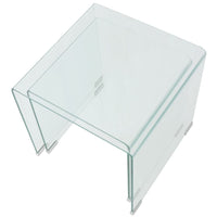 Two Piece Nesting Table Set Tempered Glass Clear Kings Warehouse 