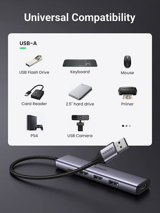 UGREEN 20805 USB 3.0 4-Port Hub with USB-C Power Port Kings Warehouse 