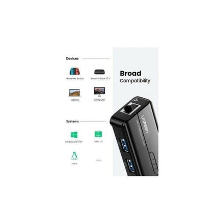 UGREEN 50627 USB-C to USB-A 3-Port Hub with RJ45 Gigabit Ethernet Kings Warehouse 