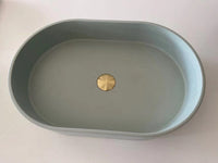 Ultra Modern Concrete Cement Wash Basin Counter Top Matte Mint Green Oval Basin Kings Warehouse 