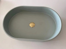 Ultra Modern Concrete Cement Wash Basin Counter Top Matte Mint Green Oval Basin Kings Warehouse 