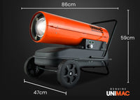 UNIMAC 30KW Industrial Space Heater Diesel Blow Fan Portable Workshop Thermostat Kings Warehouse 