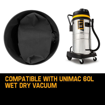 UNIMAC 60L Wet & Dry Vacuum Cleaner- 5x Paper Filter bags Dust Replacement Kings Warehouse 