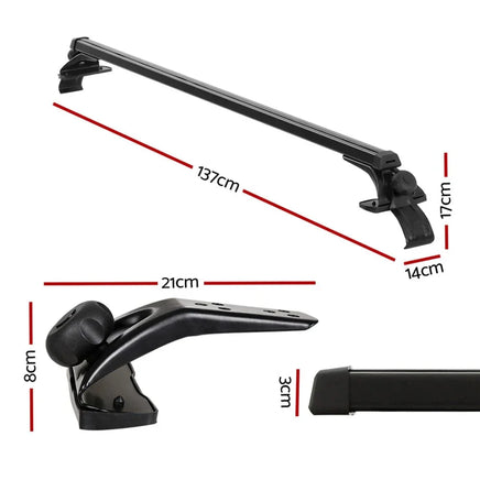 Universal Car Roof Racks Pod Aluminium Cross Bars Adjustable 145cm Black Christmas Peak Season Sale Kings Warehouse 
