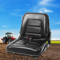 Universal Forklift Seat Tractor Excavator Truck Bobcat Leather Backrest Kings Warehouse 