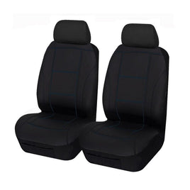 Universal Lavish Front Seat Covers Size 30/35 | Black/Blue Stitching Kings Warehouse 