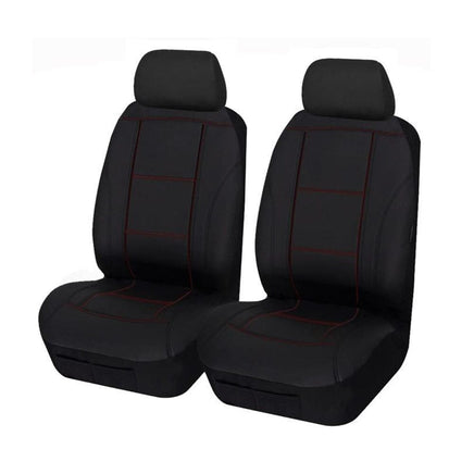Universal Lavish Front Seat Covers Size 30/35 | Black/Red Stitching Kings Warehouse 