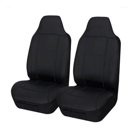 Universal Lavish Front Seat Covers Size 60/25 | Black/Blue Stitching Kings Warehouse 