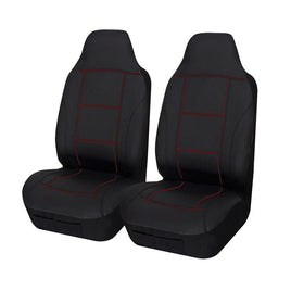 Universal Lavish Front Seat Covers Size 60/25 | Black/Red Stitching Kings Warehouse 