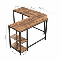 VASAGLE L-Shaped Computer Desk Rustic Brown and Black LWD72X Kings Warehouse 