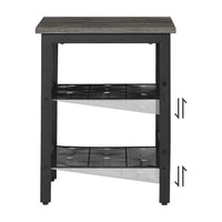 VASAGLE Set of 2 Charcoal Gray and Black Side Table with Adjustable Mesh Shelves LET024B04 living room Kings Warehouse 