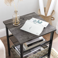 VASAGLE Set of 2 Charcoal Gray and Black Side Table with Adjustable Mesh Shelves LET024B04 living room Kings Warehouse 