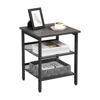 VASAGLE Set of 2 Charcoal Gray and Black Side Table with Adjustable Mesh Shelves LET024B04 living room Kings Warehouse 