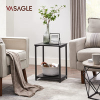 VASAGLE Side Table Set of 2 Charcoal Gray and Black with Storage Shelf LET272B16 living room Kings Warehouse 