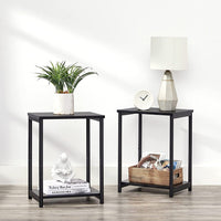 VASAGLE Side Table Set of 2 Charcoal Gray and Black with Storage Shelf LET272B16 living room Kings Warehouse 