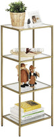 VASAGLE Storage Shelf 4-Tier Tempered Glass Gold LGT029A01 living room Kings Warehouse 