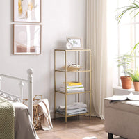 VASAGLE Storage Shelf 4-Tier Tempered Glass Gold LGT029A01 living room Kings Warehouse 