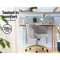Velvet Office Chair Fabric Computer Chairs Adjustable Armchair Work Study Grey Office Supplies Kings Warehouse 