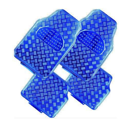 VENOM 4-Piece Car Mat - BLUE [Rubber/Aluminium Look] Others Kings Warehouse 