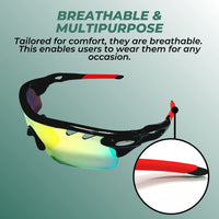 Verpeak Sport Sunglasses Type 2 (Black frame with red end tip) VP-SS-102-PB Kings Warehouse 