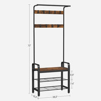 Vintage Coat Rack Shoe Bench, Wood Look Accent Furniture and Metal Frame Storage Supplies Kings Warehouse 