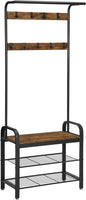 Vintage Coat Rack Shoe Bench, Wood Look Accent Furniture and Metal Frame Storage Supplies Kings Warehouse 