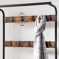 Vintage Coat Rack Shoe Bench, Wood Look Accent Furniture and Metal Frame Storage Supplies Kings Warehouse 