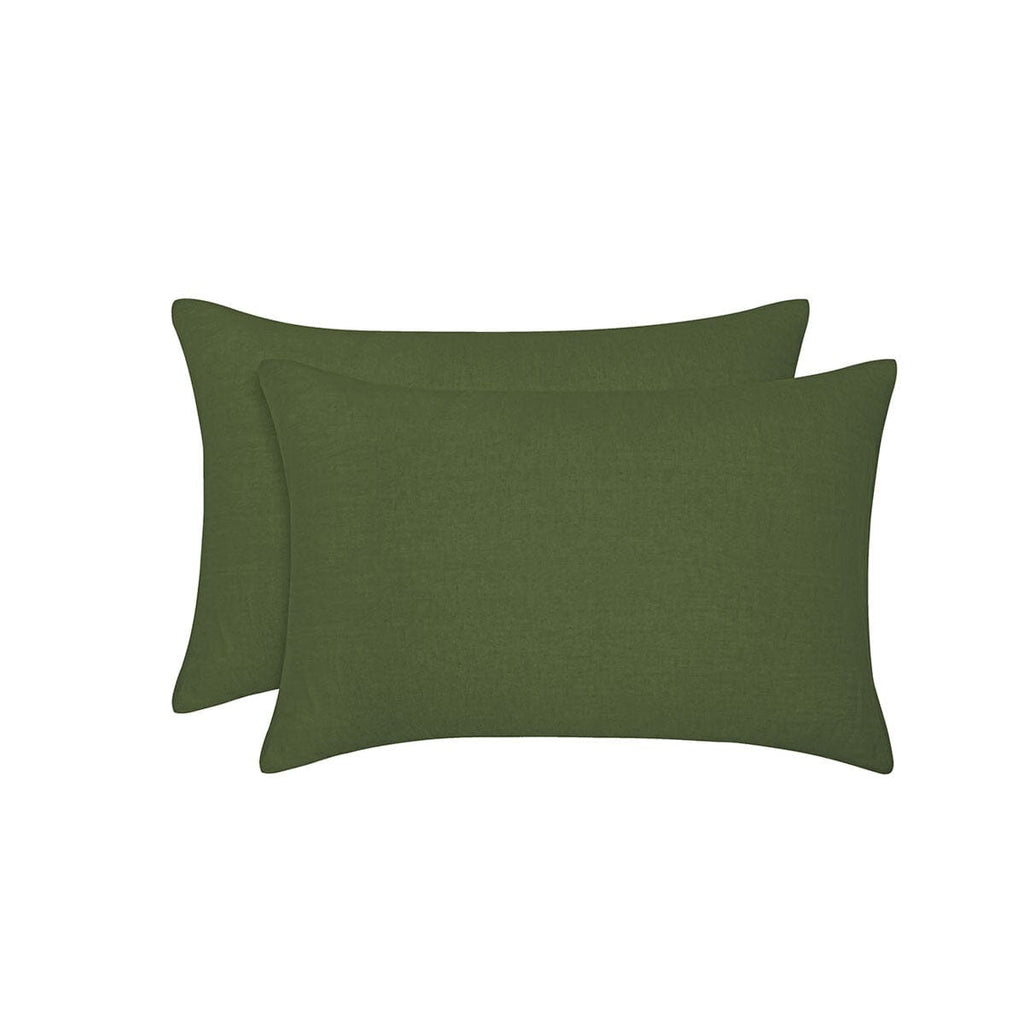 Vintage Design Homewares Pair of Olive French Linen Standard Pillowcases 48 x 73cm Kings Warehouse 