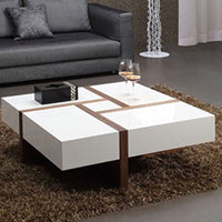 Vintage Elegant White and Brown Criss Cross Coffee Table living room Kings Warehouse 