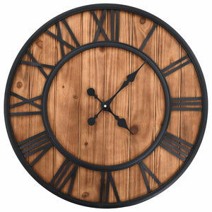 Vintage Wall Clock with Quartz Movement Wood and Metal 60 cm XXL living room Kings Warehouse 
