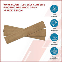 Vinyl Floor Tiles Self Adhesive Flooring Oak Wood Grain 16 Pack 2.3SQM Kings Warehouse 