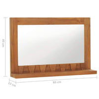 Wall Mirror with Shelf 60x12x40 cm Solid Teak Wood Kings Warehouse 
