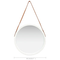 Wall Mirror with Strap 50 cm White Kings Warehouse 