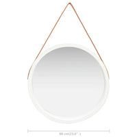 Wall Mirror with Strap 60 cm White Kings Warehouse 