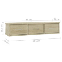 Wall-mounted Drawer Shelf Sonoma Oak 88x26x18.5 cm Kings Warehouse 