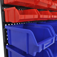 Wall Mounted Garage Plastic Storage Bin Set 30 pcs Blue & Red Kings Warehouse 