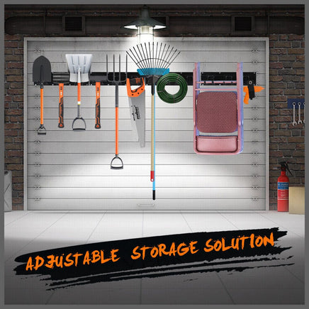 Wall Mounted Hook Rail Set Bike Holder Garden Tool Storage Rack Garage Organizer Kings Warehouse 