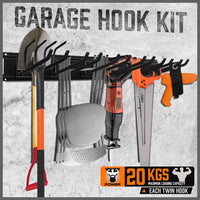Wall Mounted Hook Rail Set Bike Holder Garden Tool Storage Rack Garage Organizer Kings Warehouse 