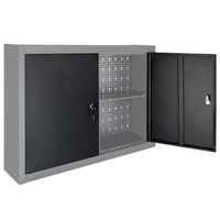 Wall Mounted Tool Cabinet Industrial Style Metal Grey and Black Kings Warehouse 