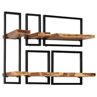 Wall Shelf Set 5 Pieces Solid Acacia Wood and Steel Kings Warehouse 