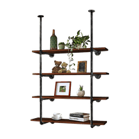 Wall Shelves Display Bookshelf Industrial DIY Pipe Shelf Rustic Brackets living room Kings Warehouse 