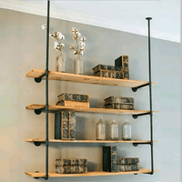 Wall Shelves Display Bookshelf Industrial DIY Pipe Shelf Rustic Brackets living room Kings Warehouse 