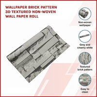 Wallpaper Brick Pattern 3D Textured Non-woven Wall Paper Roll KingsWarehouse 