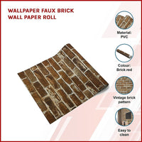 Wallpaper Faux Brick Wall Paper Roll KingsWarehouse 