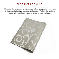 Wallpaper Silver Flower Pattern Non-woven Wall Paper Roll KingsWarehouse 
