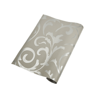 Wallpaper Silver Flower Pattern Non-woven Wall Paper Roll KingsWarehouse 
