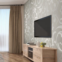 Wallpaper Silver Flower Pattern Non-woven Wall Paper Roll KingsWarehouse 
